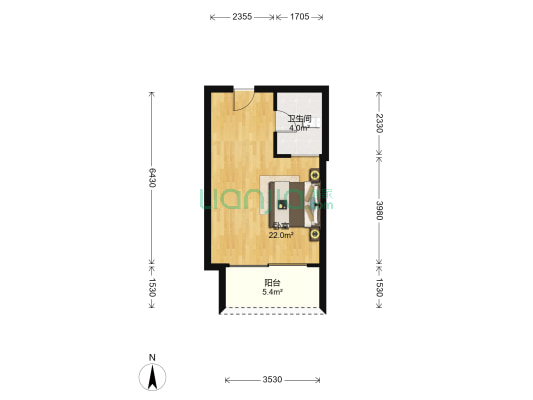 山海兰亭假日小区 1室0厅1卫 37平方