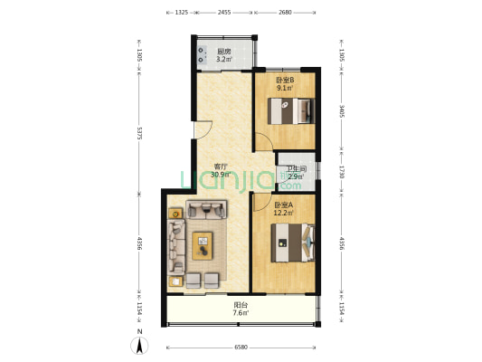 此房满五，东西通透通透户型，集体供暖带地下室-户型图