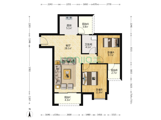 缙云香缇 2室1厅1卫 79平方
