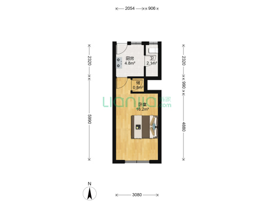 控江路641号 1室0厅1卫 34平方