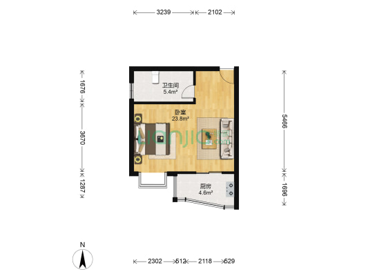 南山汤院 1室0厅1卫 43平方