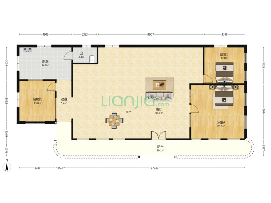 光明南路 2室1厅1卫 539平方