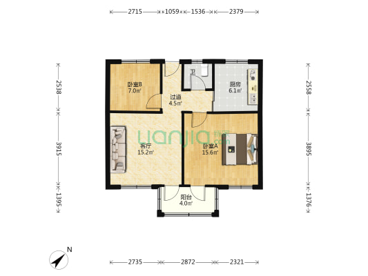 商贸花园 2室1厅1卫 75平方