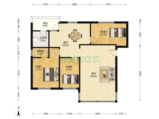 乐宜路6号 3室2厅1卫 108平方