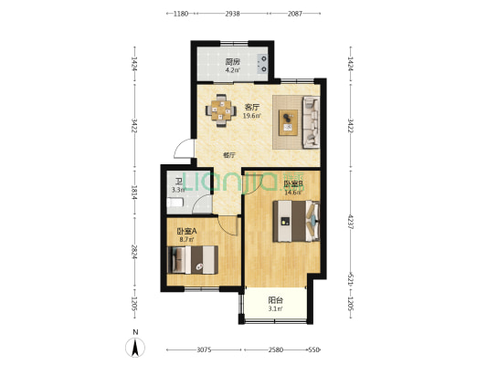 竦秀景苑 2室1厅1卫 67平方
