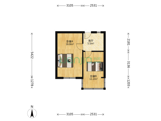 合肥市政府宿舍大院 2室1厅0卫 48平方