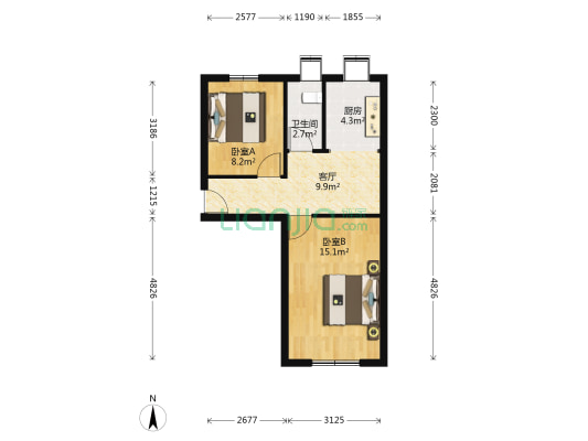 西青年沟 2室1厅1卫 53平方