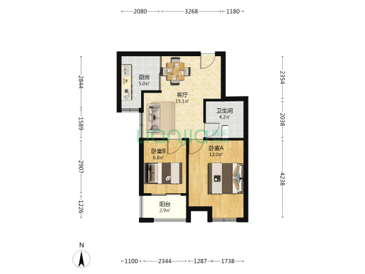 草庄景墅 2室1厅1卫 60平方