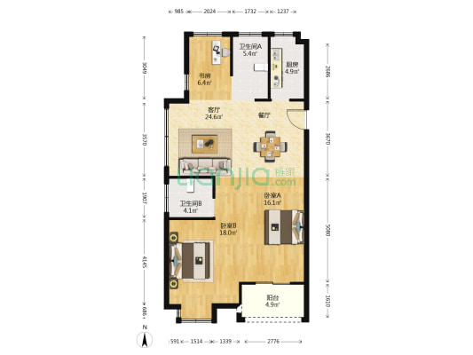 裕和佳苑 3室1厅2卫 108平方