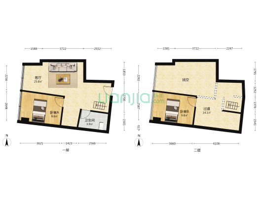世茂时代先声 2室1厅1卫 66平方