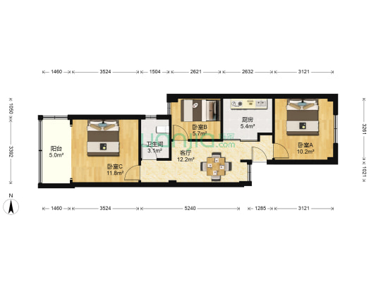 抄纸巷 3室1厅1卫 67平方