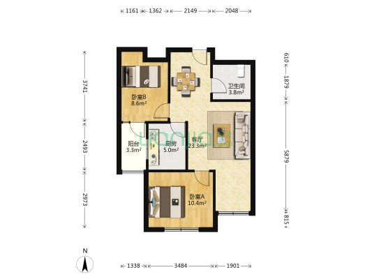 大都汇公元西区 2室1厅1卫 69平方