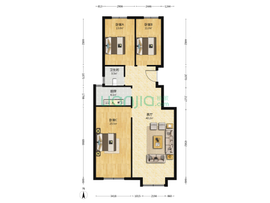 溪杉樾 3室1厅1卫 123平方