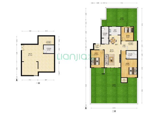 高新骊山下的院子二期 3室2厅3卫 124平方
