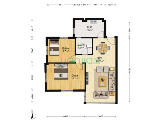 怡居新村 2室1厅1卫 74平方