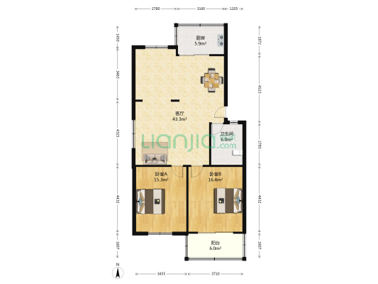 世纪家园 2室1厅1卫 101平方