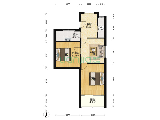 马家弄21.22.25号 2室2厅1卫 61平方