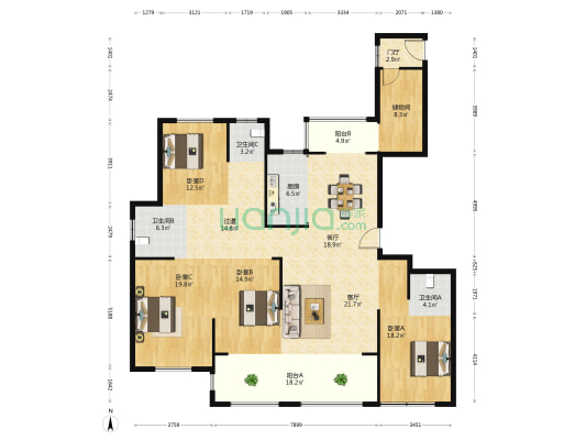 龙游府 4室2厅3卫 226平方