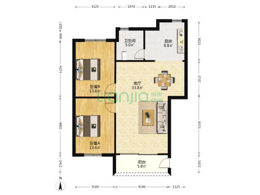 公园前路 2室1厅1卫 92平方