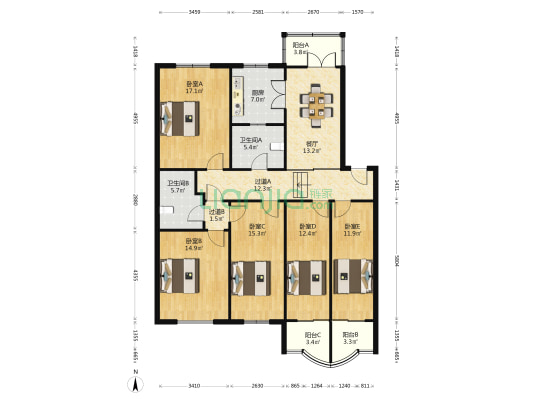 三好家园 5室1厅2卫 160平方