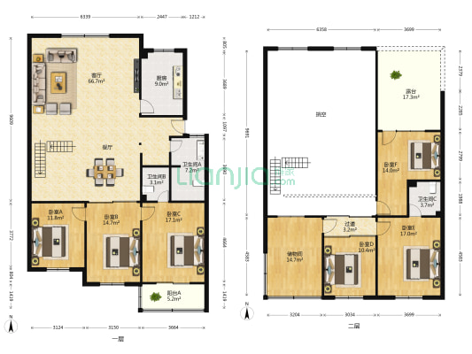 凤鸣花园中组小区 6室1厅3卫 246平方