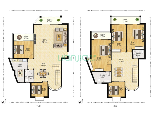 河畔豪庭 6室3厅3卫 264平方