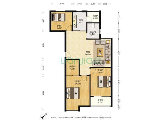 华汇骏景 3室1厅1卫 112平方