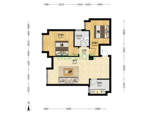 恒昌宫保里 2室1厅1卫 77平方