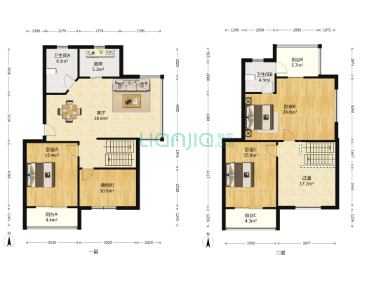 名人华城 3室1厅2卫 144平方