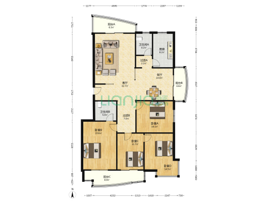 国轩苑东区 4室2厅2卫 184平方