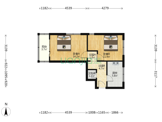 丰顺巷 2室0厅1卫 52平方