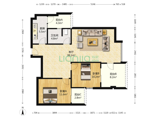 锦绣香城 2室1厅1卫 91平方