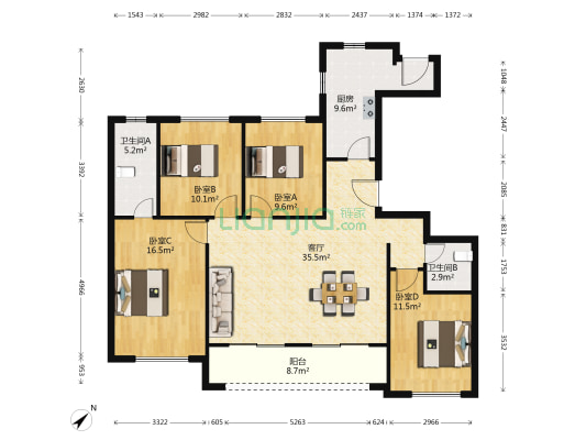 滨江金茂府 4室1厅2卫 141平方