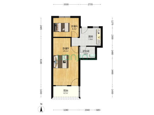 渔械新村 2室0厅1卫 48平方