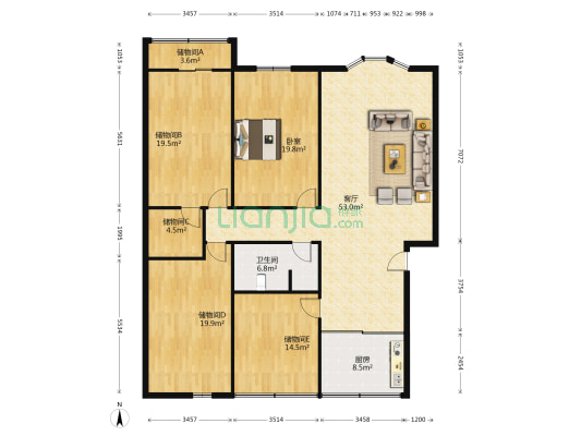 绿野家苑 1室1厅1卫 176平方