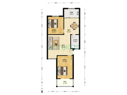 桐柏北路97号 2室2厅1卫 85平方