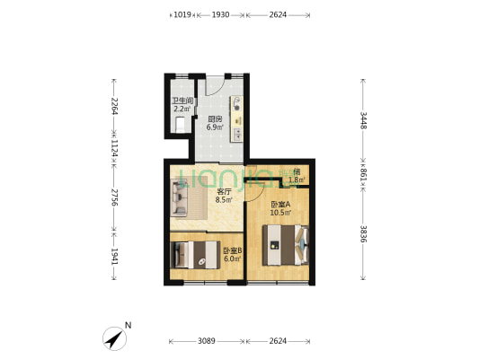 控江路655号 2室1厅1卫 46平方