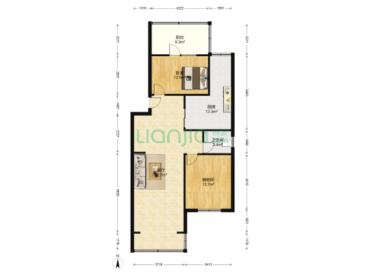汇通花园广场 1室1厅1卫 111平方