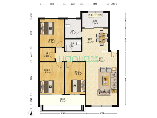 普照寺路18号 3室2厅2卫 140平方