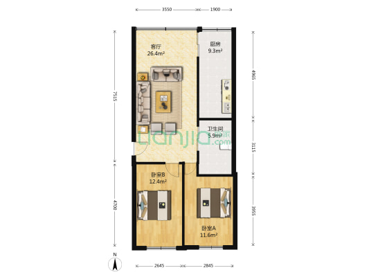 安顺大厦 2室1厅1卫 105平方