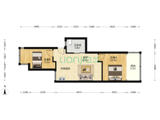 君裕公寓 2室1厅1卫 59平方