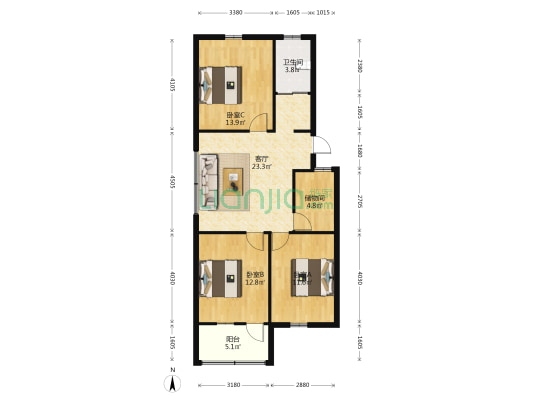 省一建商住小区 3室1厅1卫 92平方