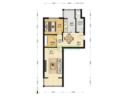 甘肃省林业工作站管理局家属院 1室2厅1卫 51平方