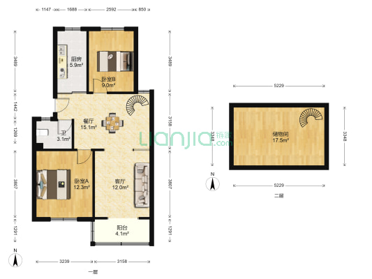 和平家园B1区 2室2厅1卫 73平方