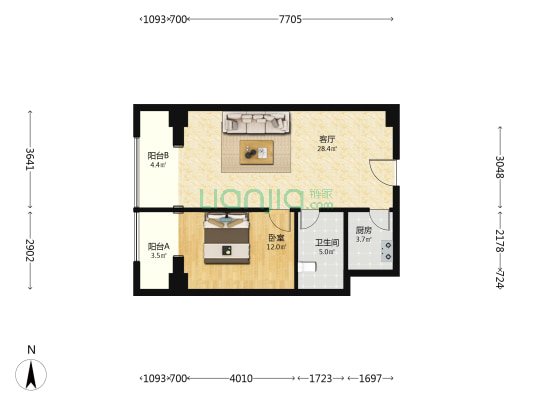 朗廷 1室1厅1卫 99平方