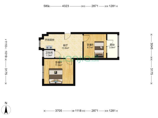 瑞金北路59号 2室1厅1卫 41平方