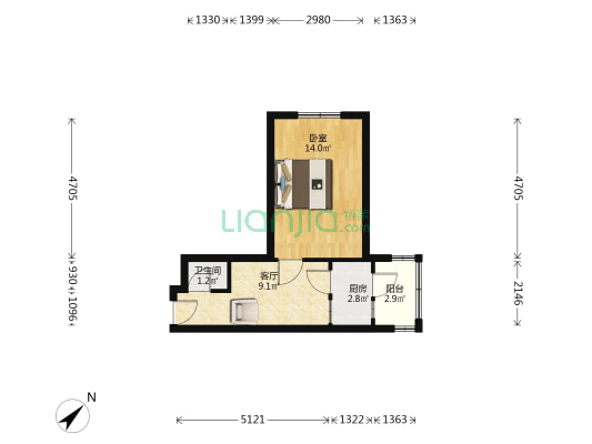 千阳里 1室1厅1卫 38平方