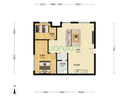 朗诗上林熙华府 2室1厅1卫 101平方
