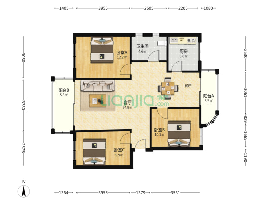 伟民花园 3室1厅1卫 97平方