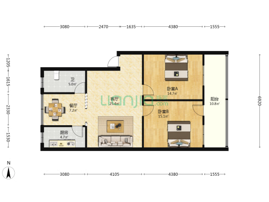 江碧路20号 2室2厅1卫 95平方
